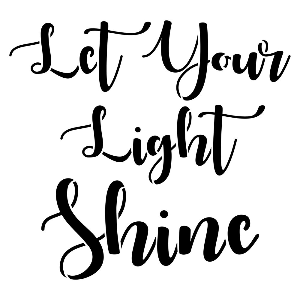 Let Your Light Shine Embossing 12 x 12 Stencil | FS030 by Designer Stencils | Word &#x26; Phrase Stencils | Reusable Stencils for Painting on Wood, Wall, Tile, Canvas, Paper, Fabric, Furniture, Floor | Reusable Stencil for Home Makeover