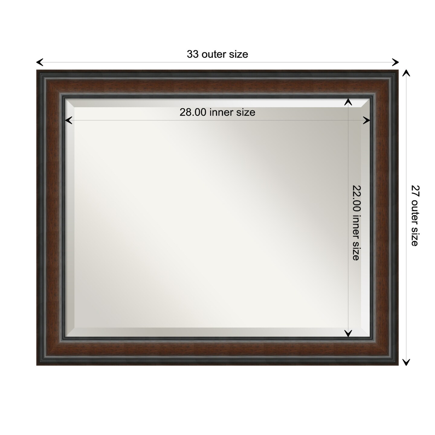 Beveled Wood Bathroom Wall Mirror, Cyprus Walnut Narrow Frame Michaels