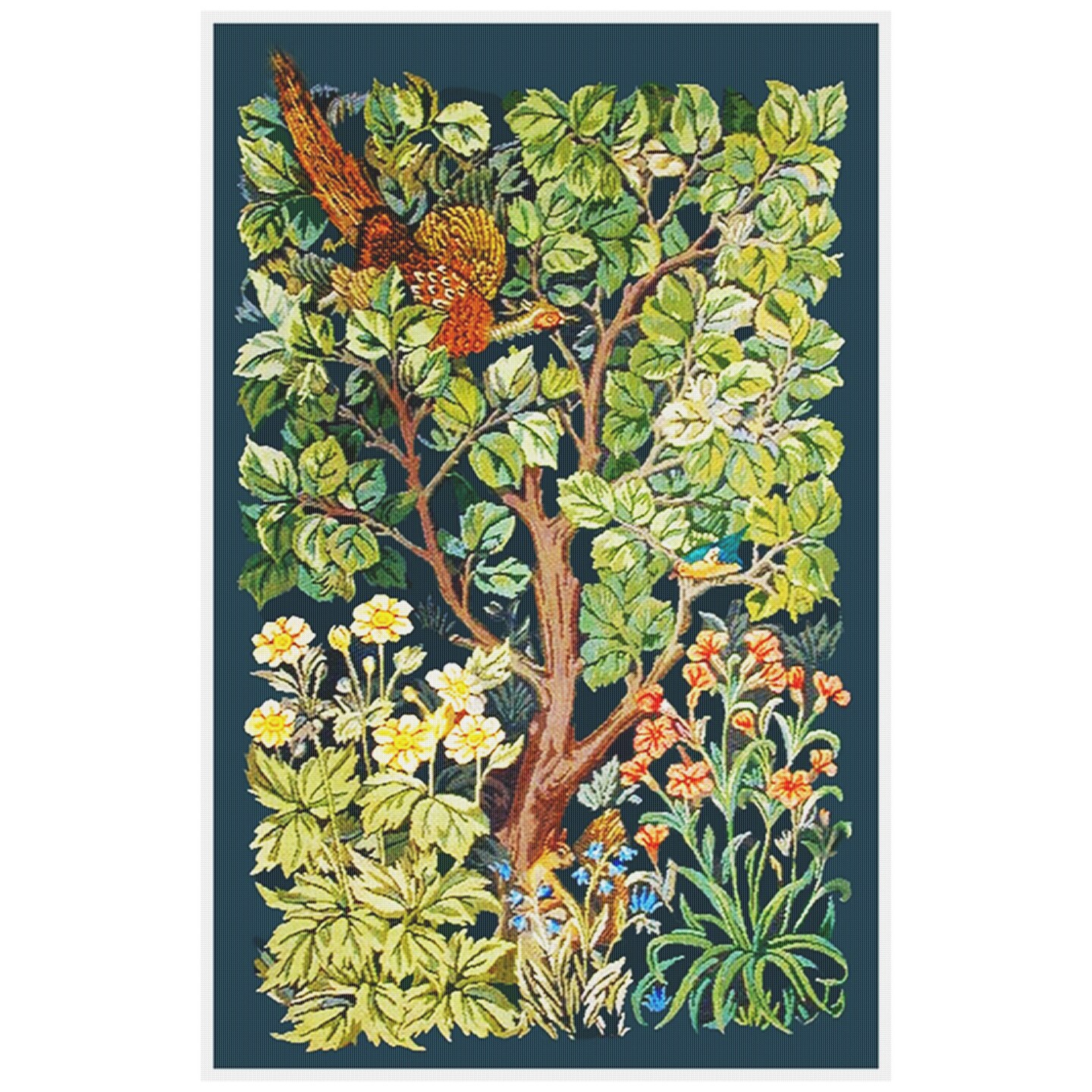 William Morris Arts and Crafts Woodland Pheasant Counted Cross Stitch Pattern
