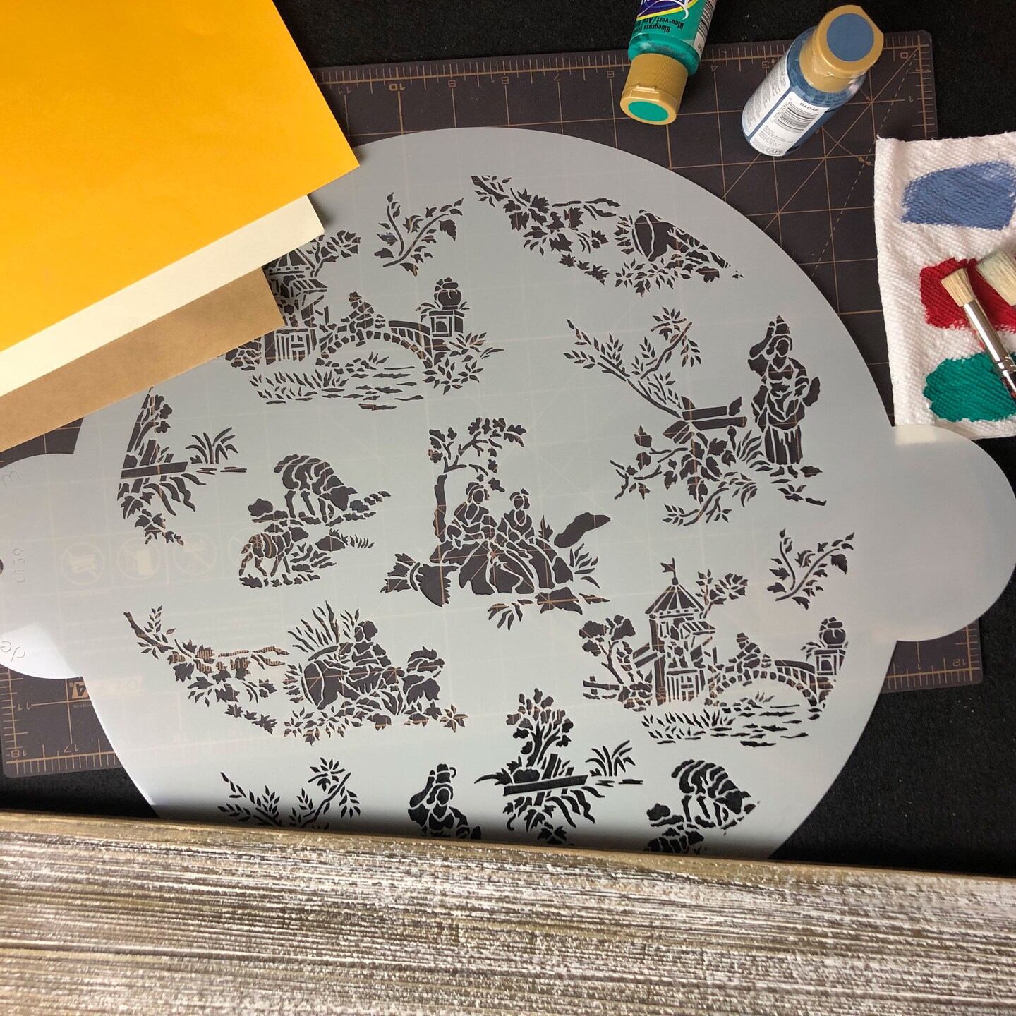 Large French Toile Cake Stencil | C159 by Designer Stencils | Cake Decorating Tools | Baking Stencils for Royal Icing, Airbrush, Dusting Powder | Reusable Plastic Food Grade Stencil for Cakes | Easy to Use &#x26; Clean Cake Stencil