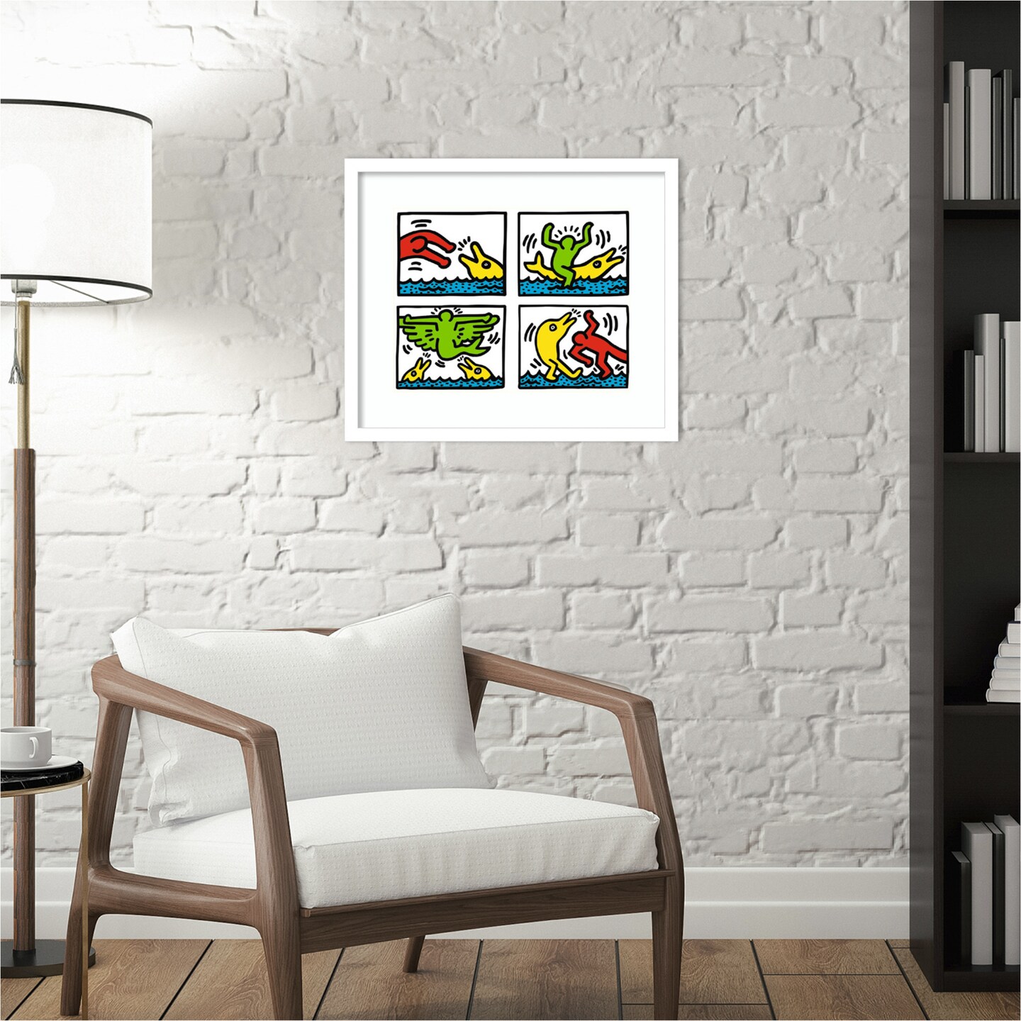 Pop Shop Quad V by Keith Haring Wood Framed Wall Art Print