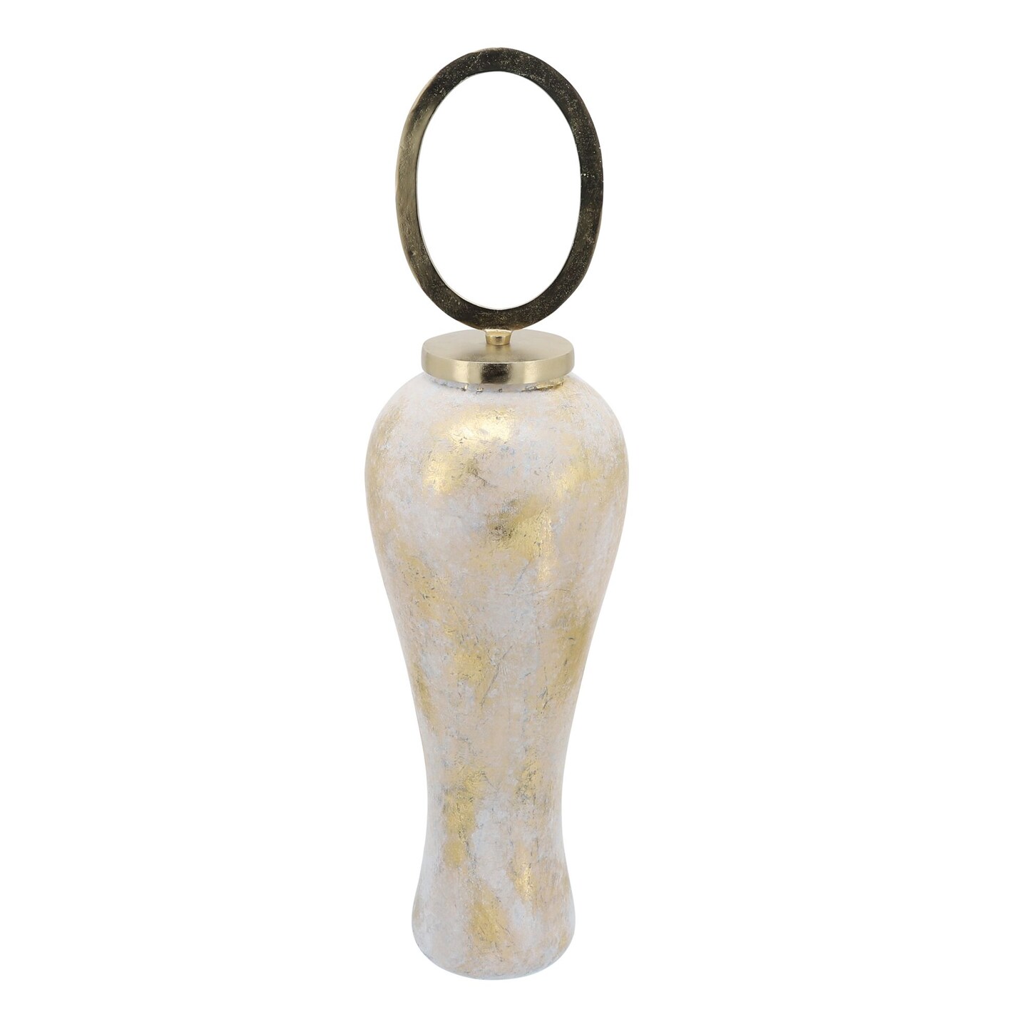 Kingston Living 43" White and Gold Glass Vase with Aluminum Top Vases & Containers Michaels