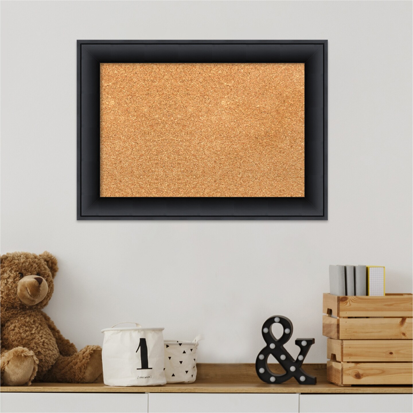 Cork Board, Nero Black Wood Frame - Bulletin Board, Organization Board, Pin Board