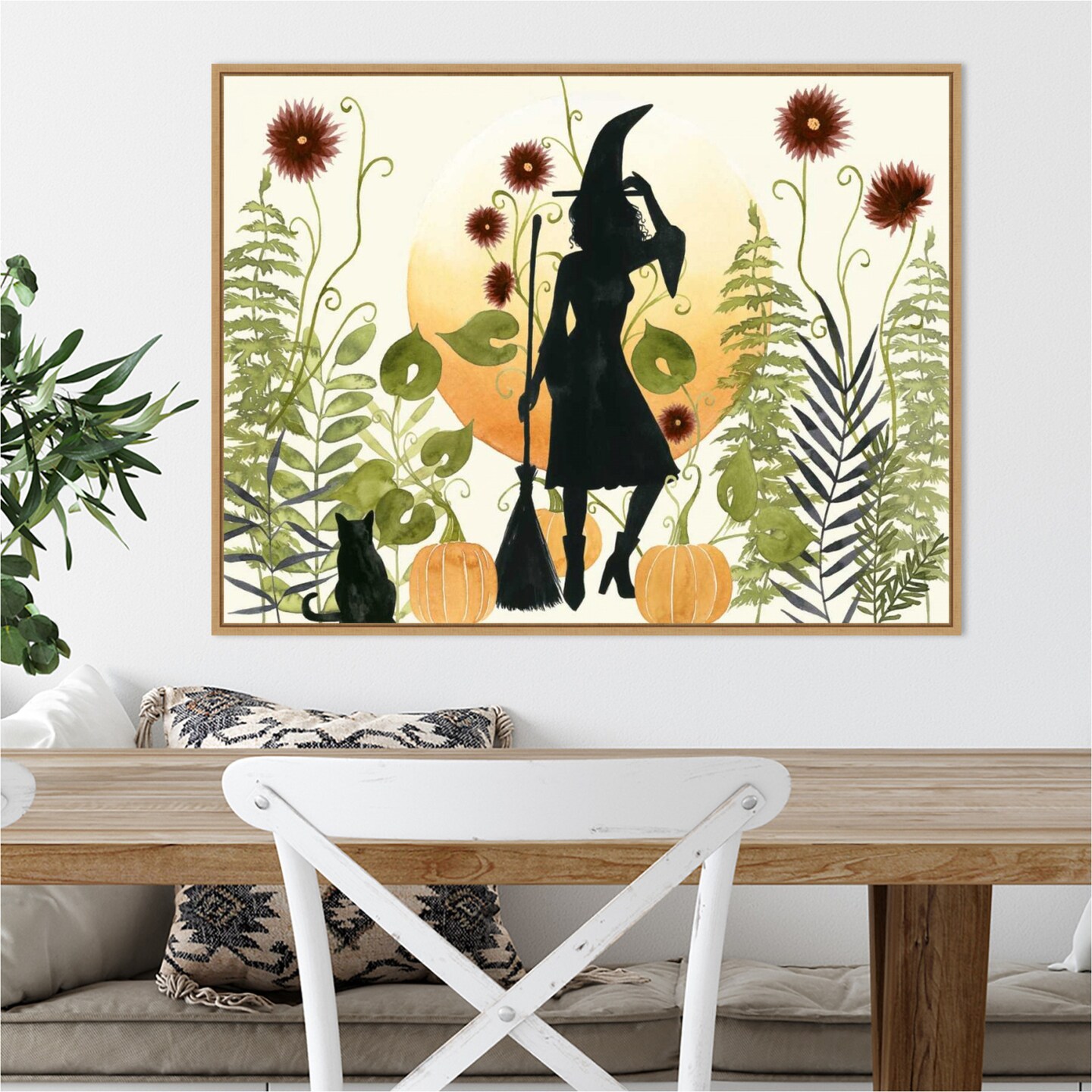 The Witchs Garden II by Grace Popp 30-in. W x 23-in. H. Canvas Wall Art Print Framed in Natural