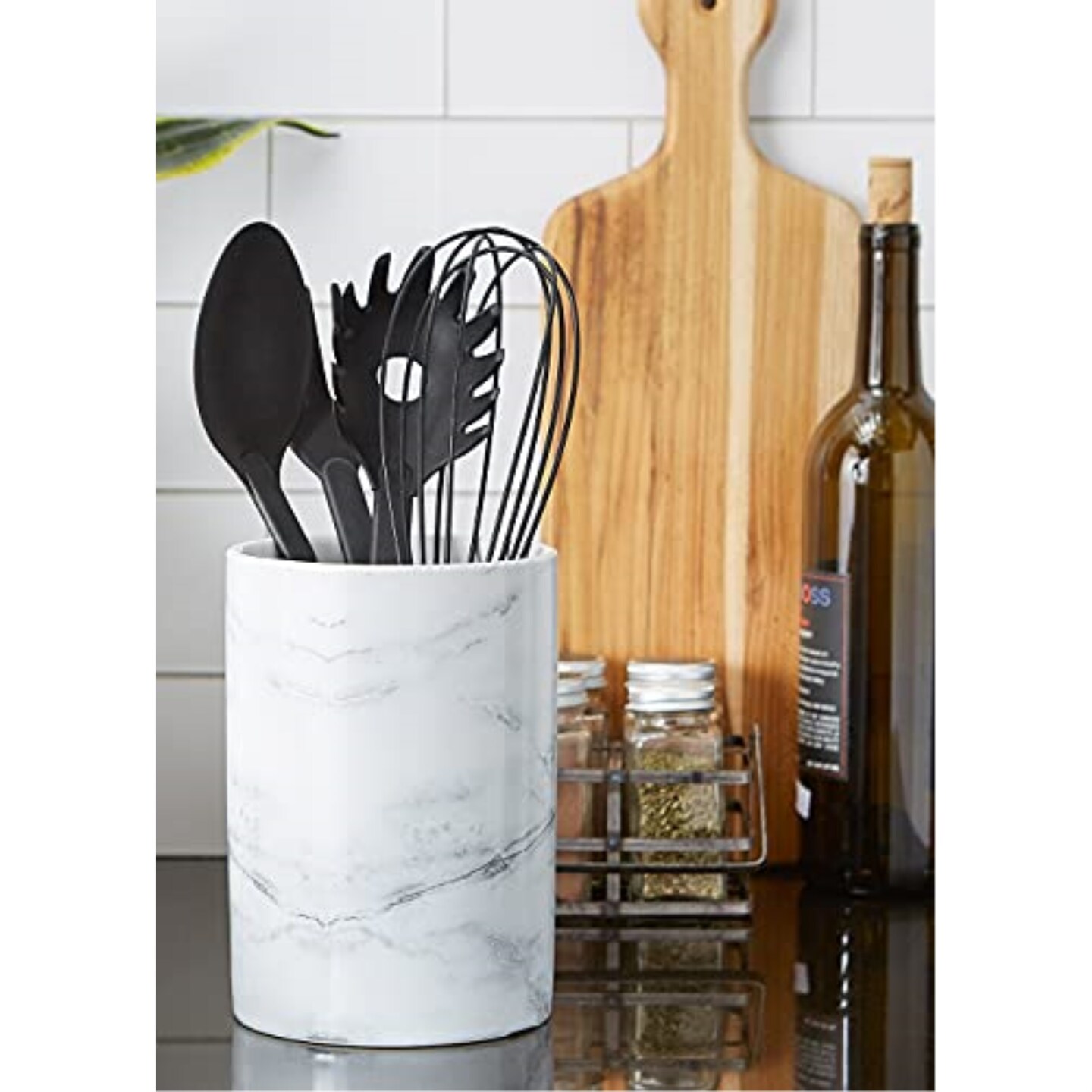 DII White Marble Ceramic Utensil Holder