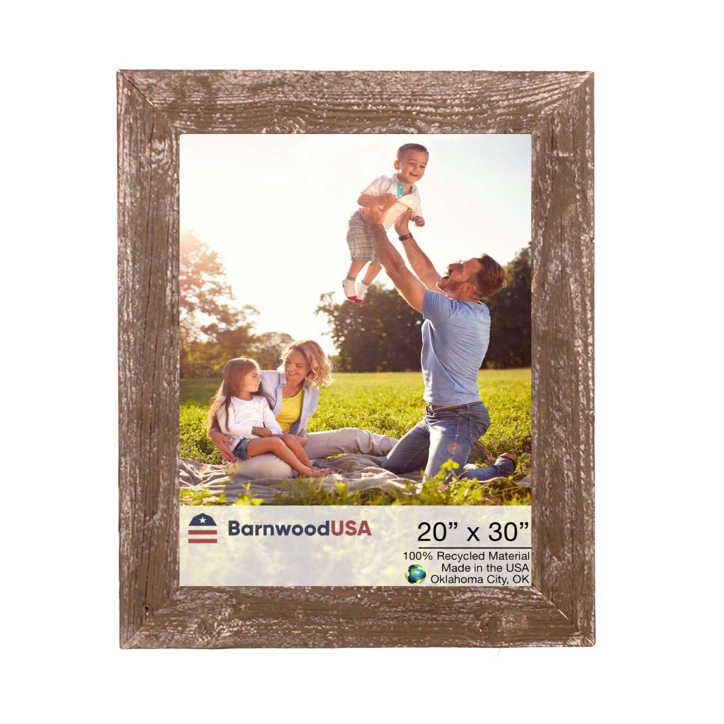 Rustic Farmhouse 20 in. x 30 in. Reclaimed Wood Picture Frame