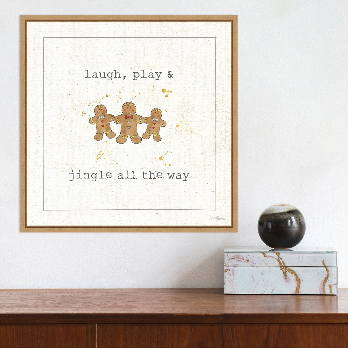 Christmas Cuties VI (Gingerbread) by Pela Studio Canvas Wall Art Print Framed