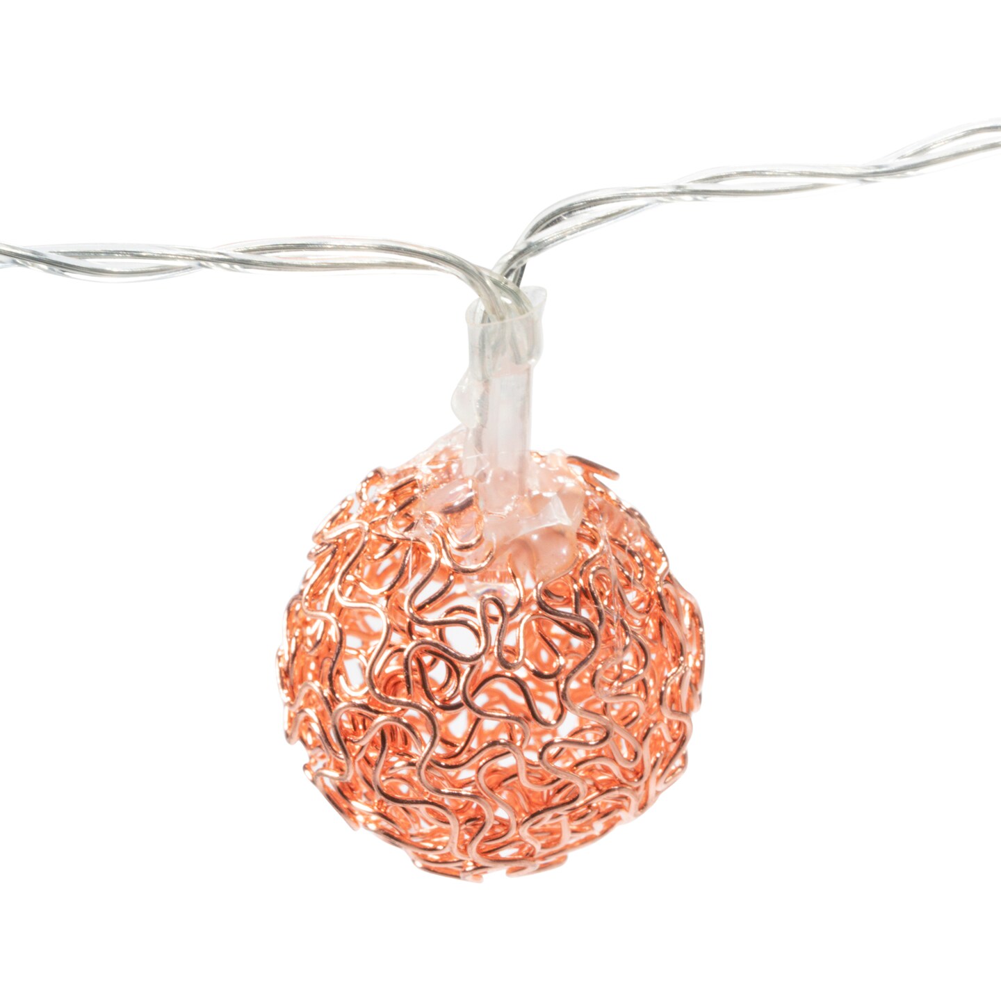Perfect Holiday 8 LED String Light With Rose Gold Metal Ball - Warm White