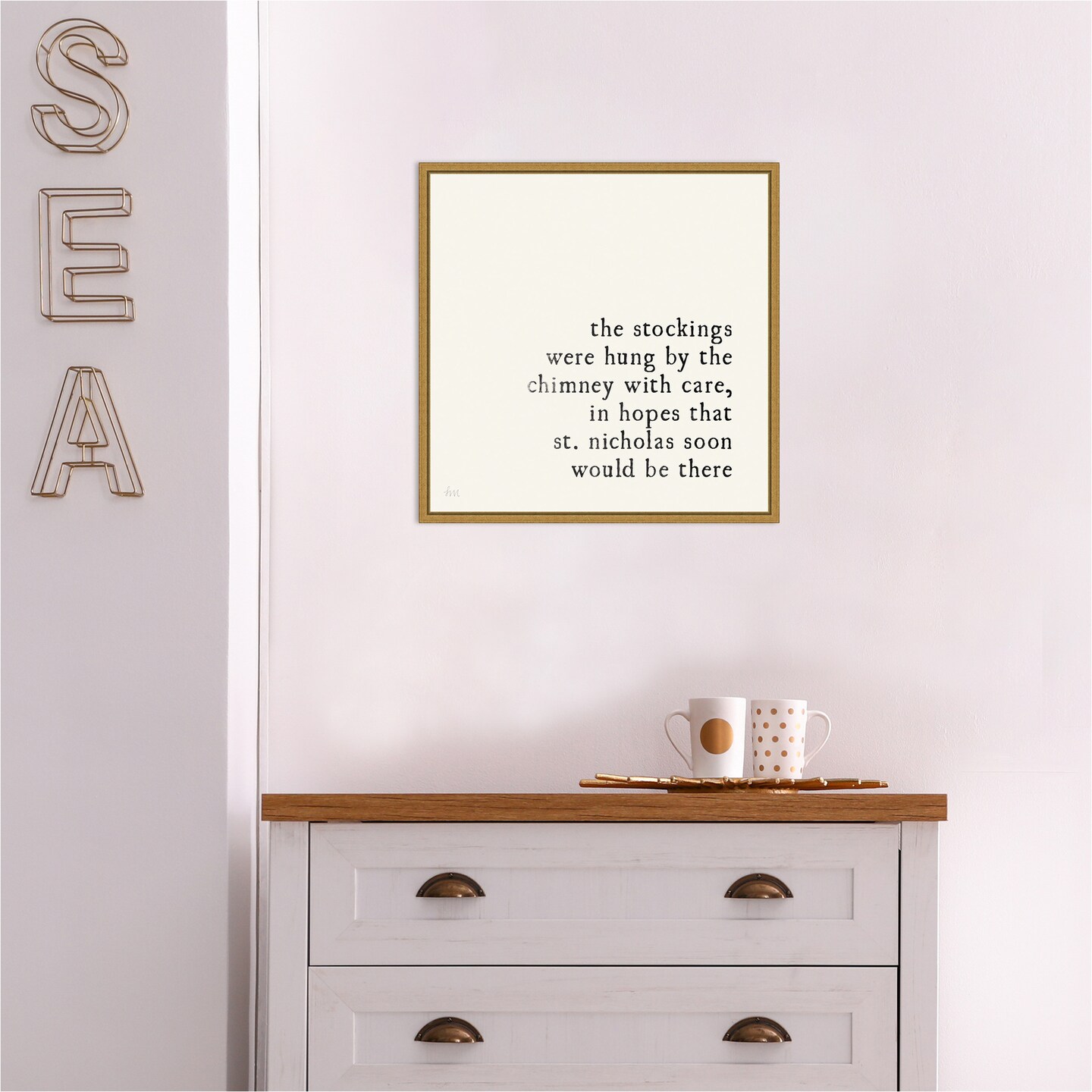 Simple Christmas II Cream by Laura Marshall Canvas Wall Art Print Framed