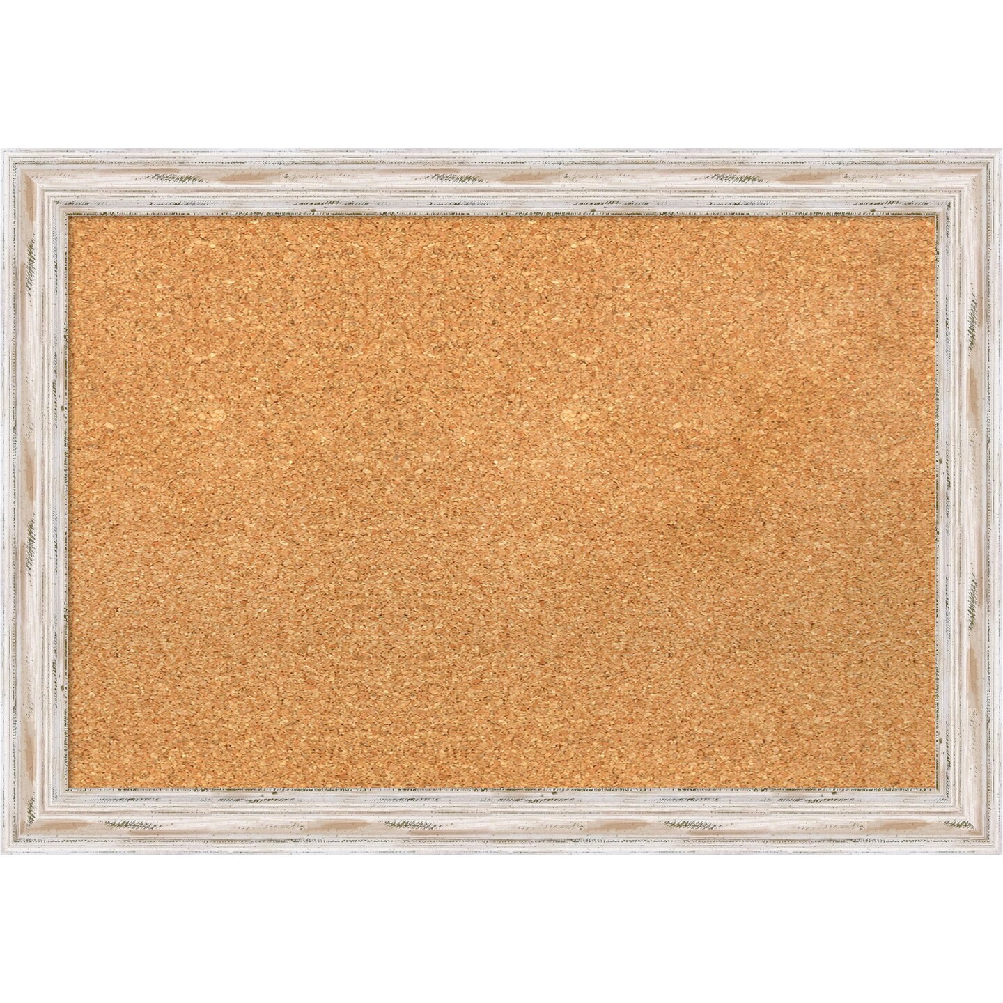 Cork Board, Alexandria White Wash Narrow Wood Frame - Bulletin Board ...