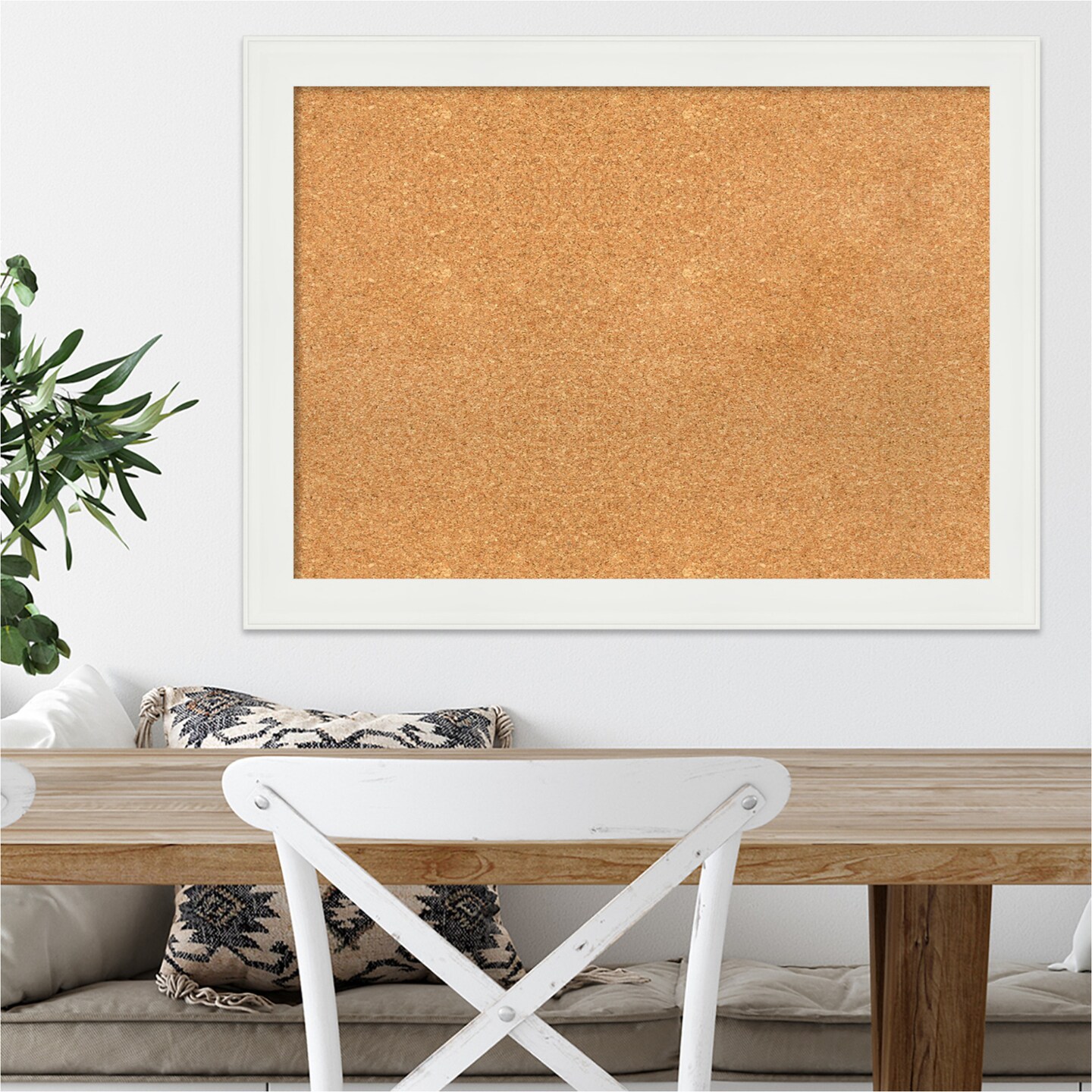 Cork Board, Vanity White Narrow Frame - Bulletin Board, Organization Board, Pin Board