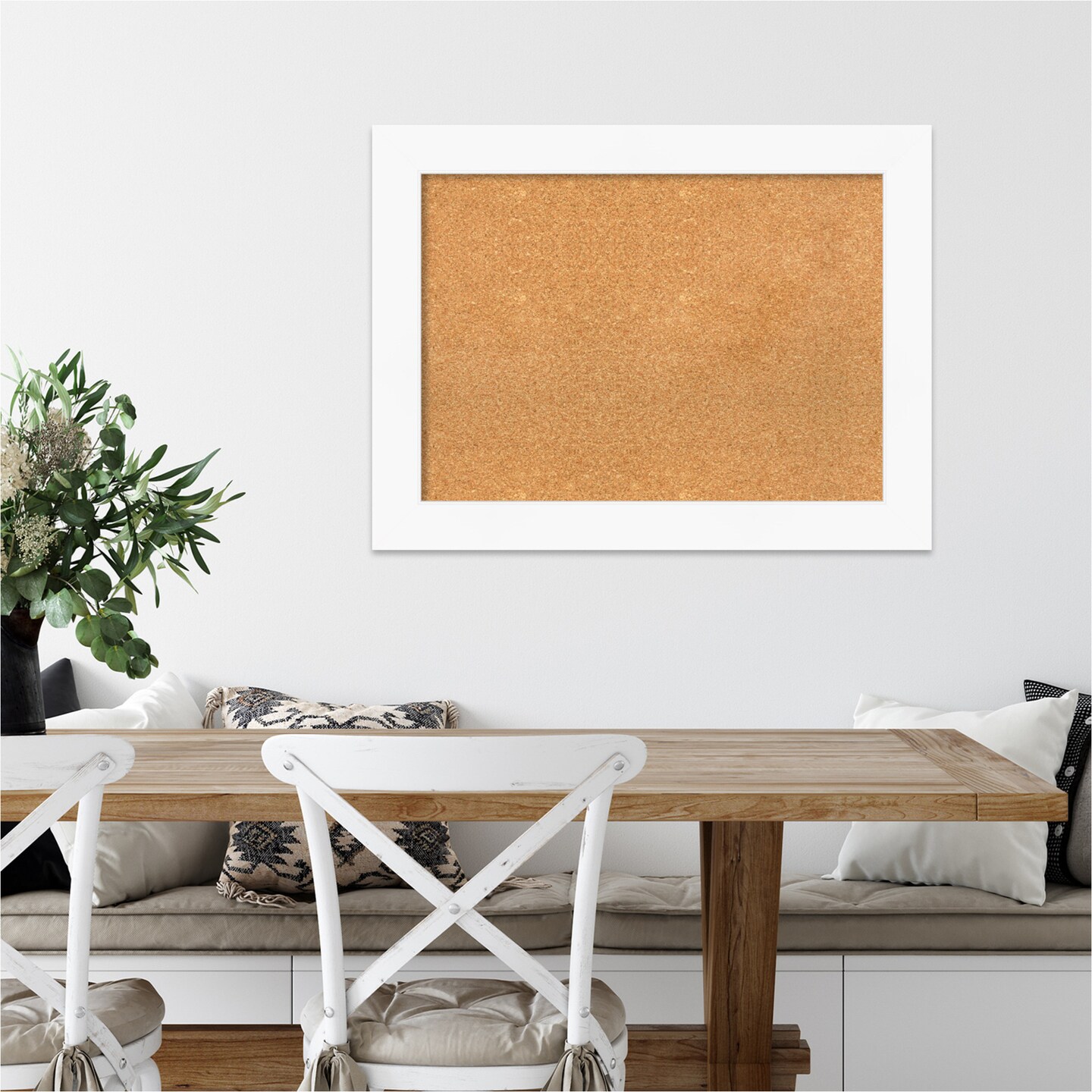Cork Board, Cabinet White Frame - Bulletin Board, Organization Board, Pin Board