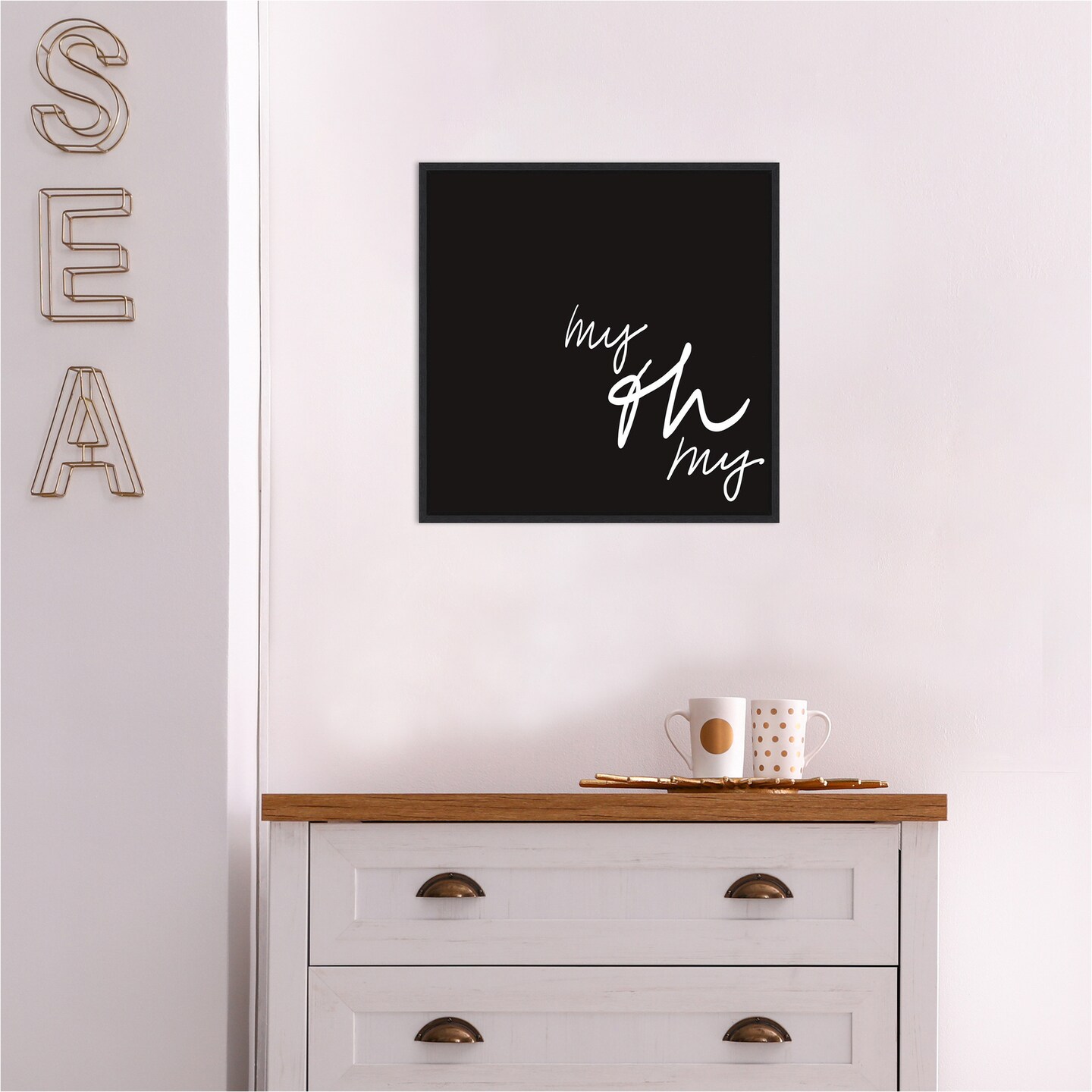Ooh I by Anna Hambly 16-in. W x 16-in. H. Canvas Wall Art Print Framed in Black