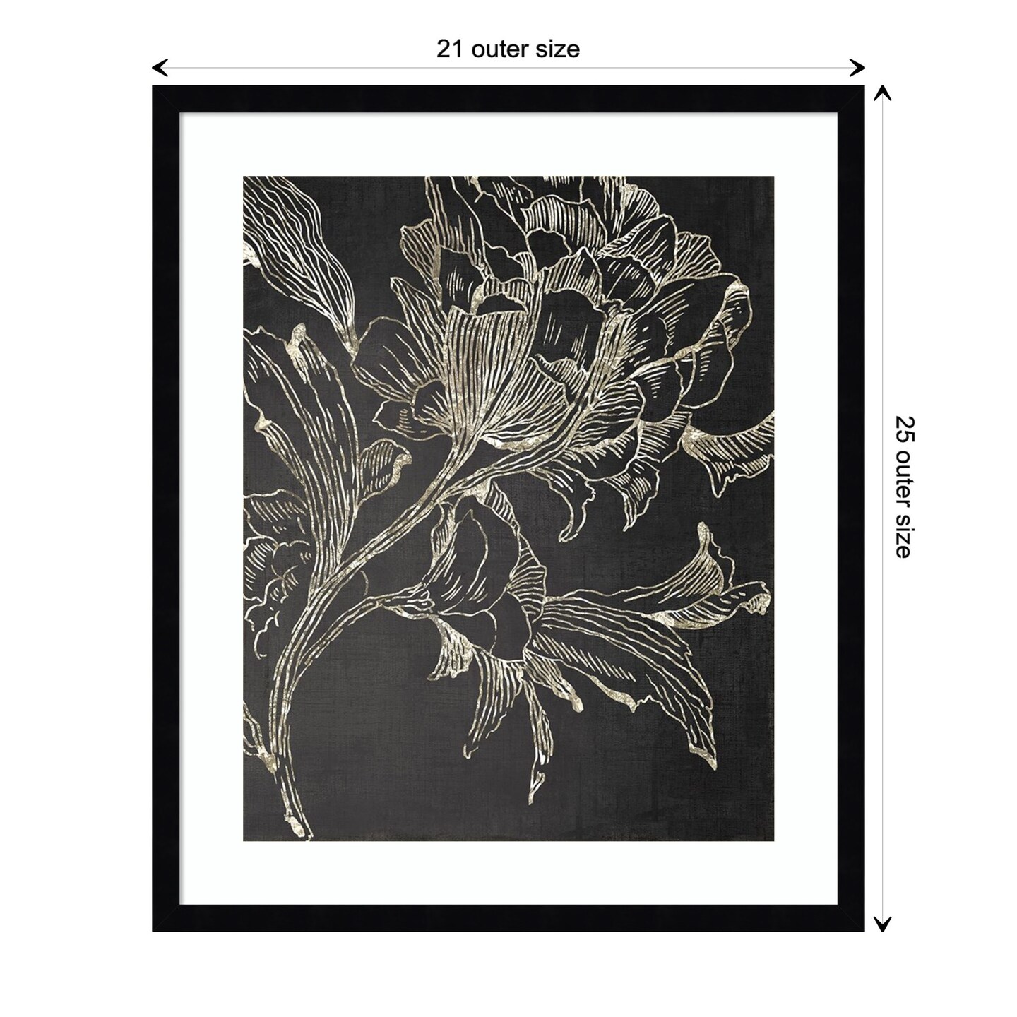 Golden Flower Folklore I by Asia Jensen Wood Framed Wall Art Print