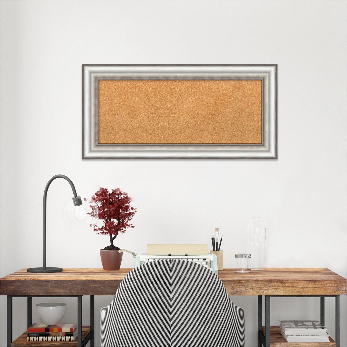 Cork Board, Salon Silver Frame - Bulletin Board, Organization Board, Pin Board
