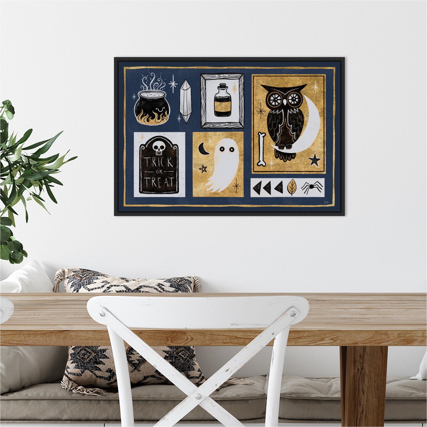 Frightfully Wicked II Owl by Melissa Averinos 23-in. W x 16-in. H. Canvas Wall Art Print Framed in Black
