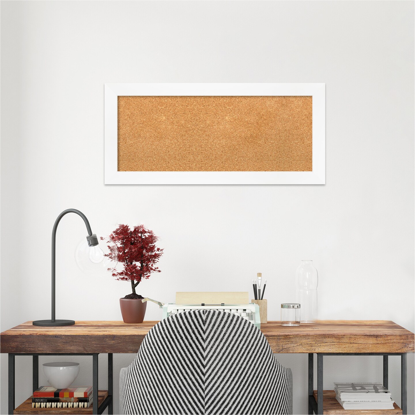 Cork Board, Cabinet White Narrow Frame - Bulletin Board, Organization Board, Pin Board
