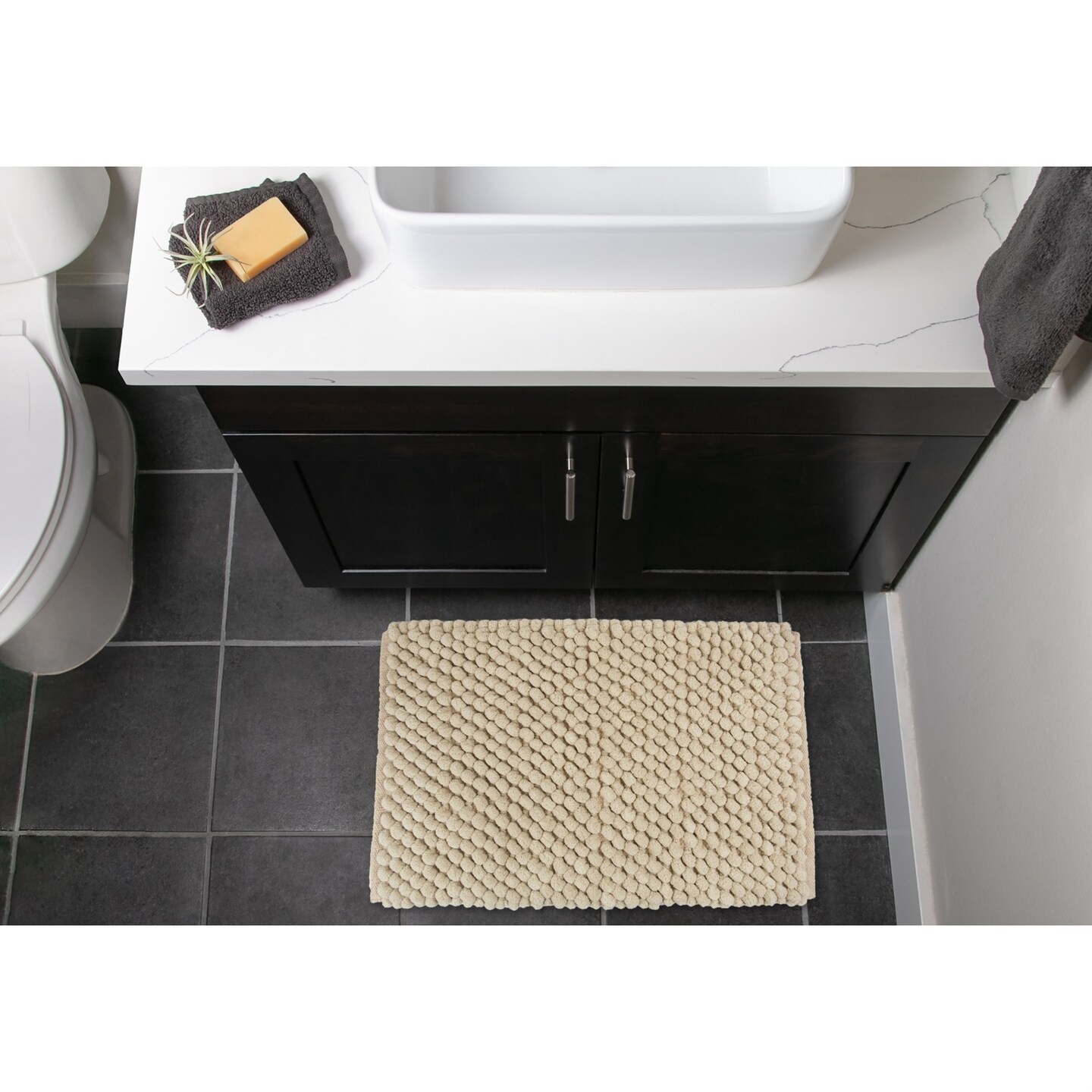 DII Solid Taupe Microfiber Bath Mat