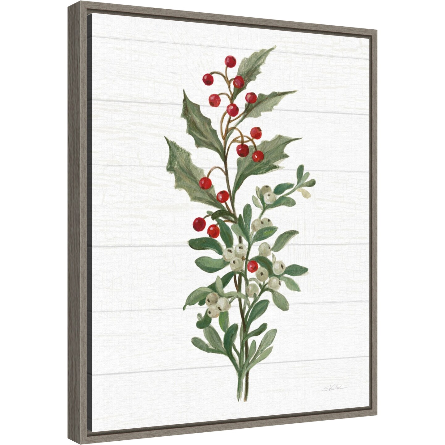 Christmas Moments V (Holly) by Silvia Vassileva Canvas Wall Art Print Framed