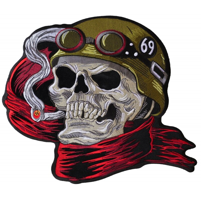 Biker Skull Patch, Large Back Patches for Jackets and Vests