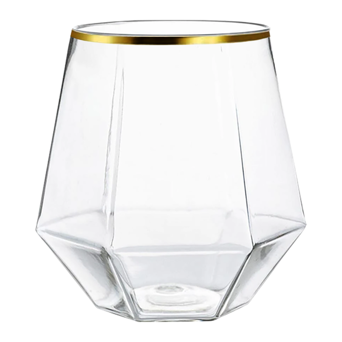 Plastic Wine Glass - Clear Gold Rim Glasses
