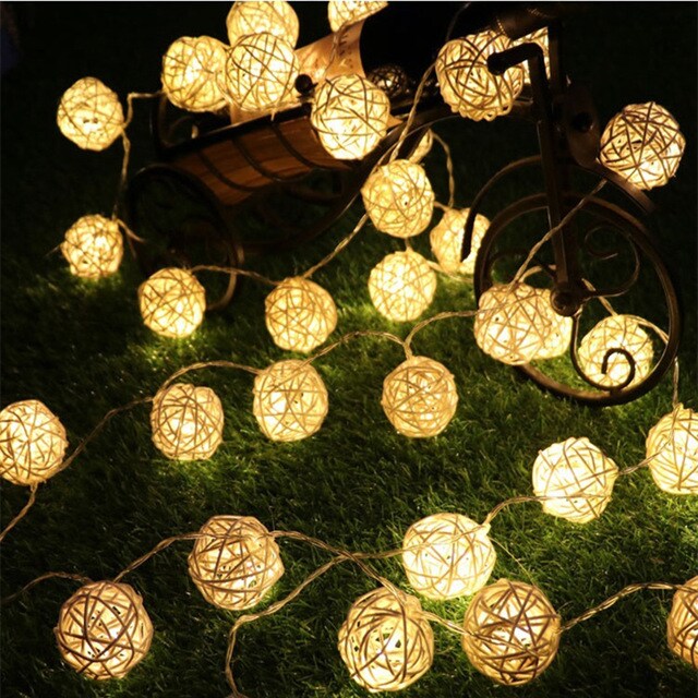 Perfect Holiday 10 LED Rattan String Light Battery Operated - Warm White