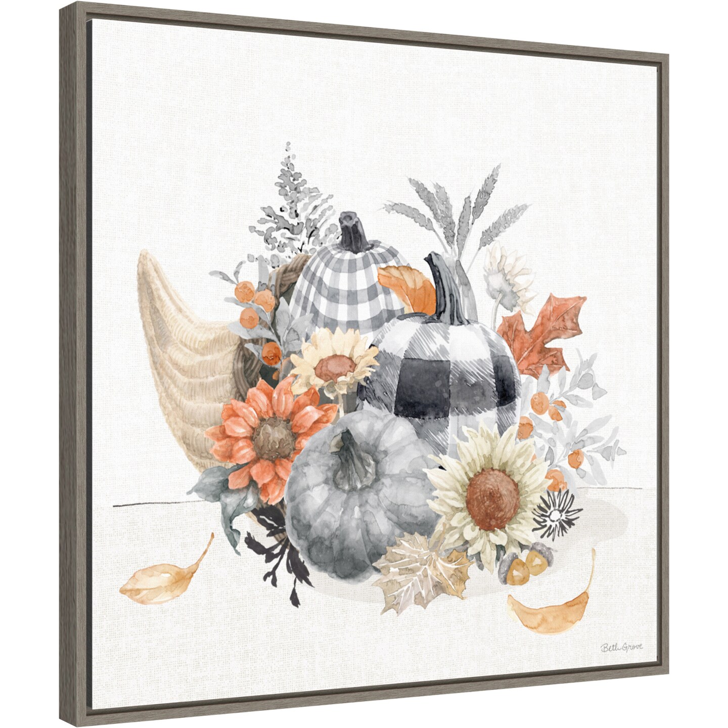 Harvest Classics VIII by Beth Grove 22-in. W x 22-in. H. Canvas Wall Art Print Framed in Grey