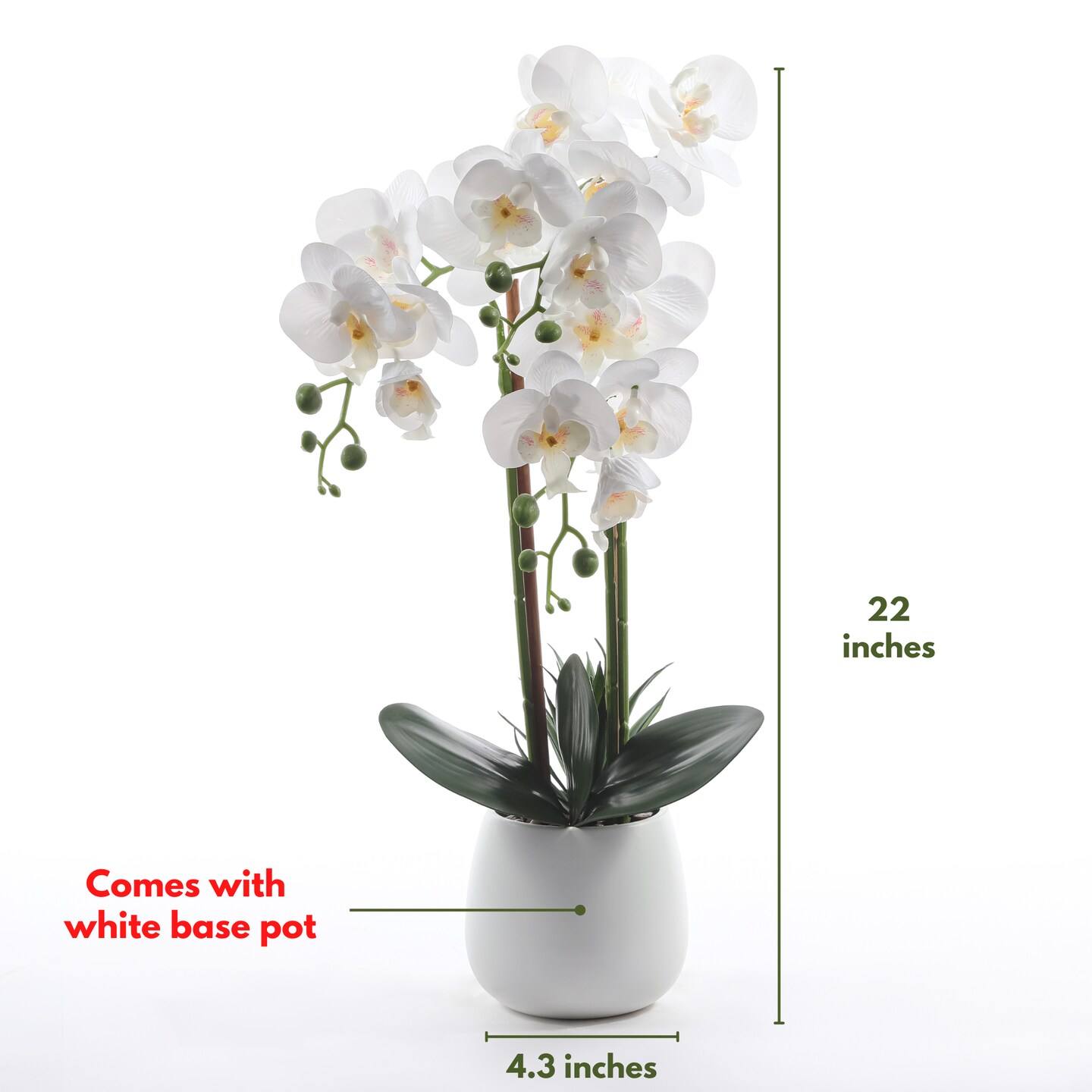 Faux White Orchid Artificial Plant in White Ceramic Pot (2 Pack)