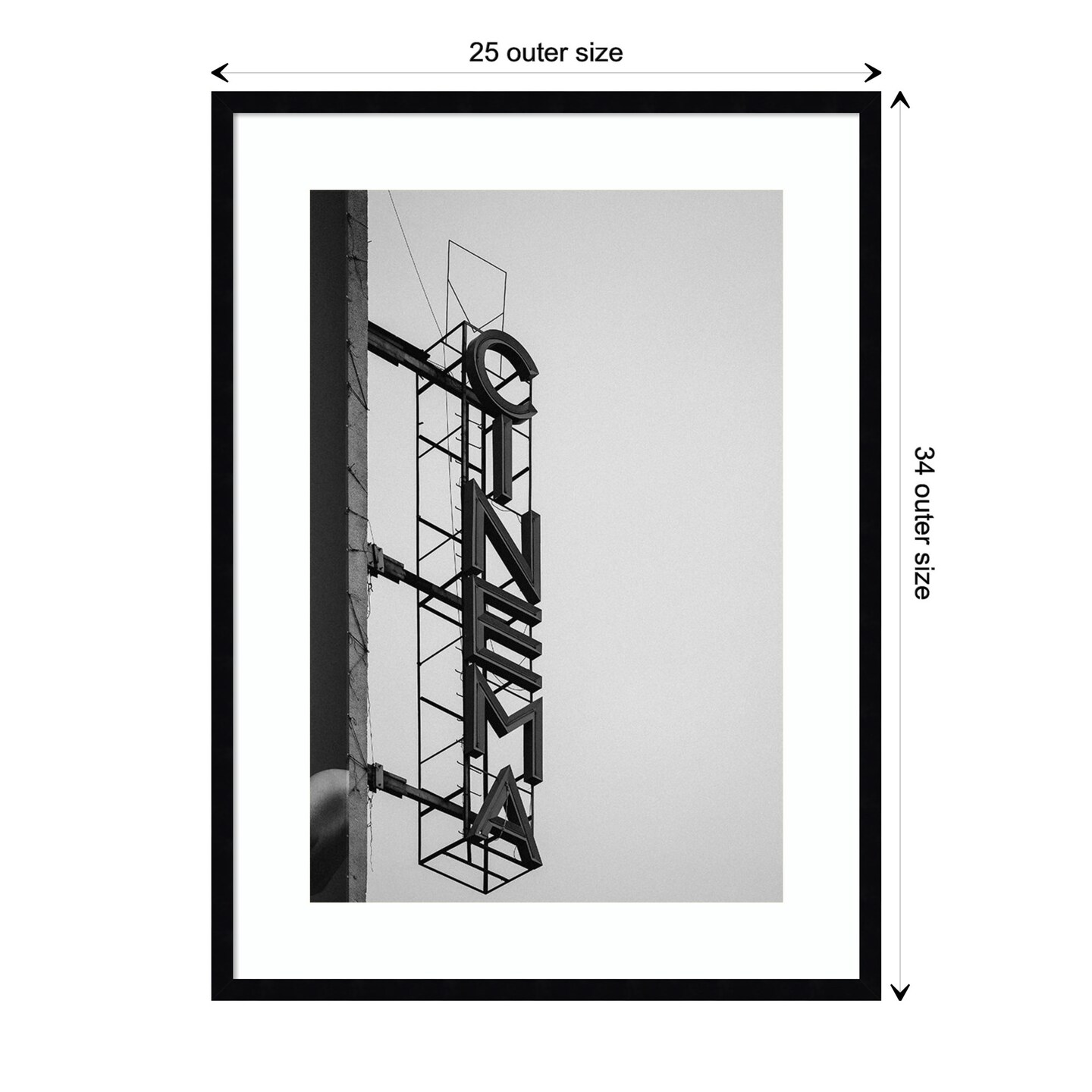 Cinema Marquee Sign by Design Fabrikken Wood Framed Wall Art Print