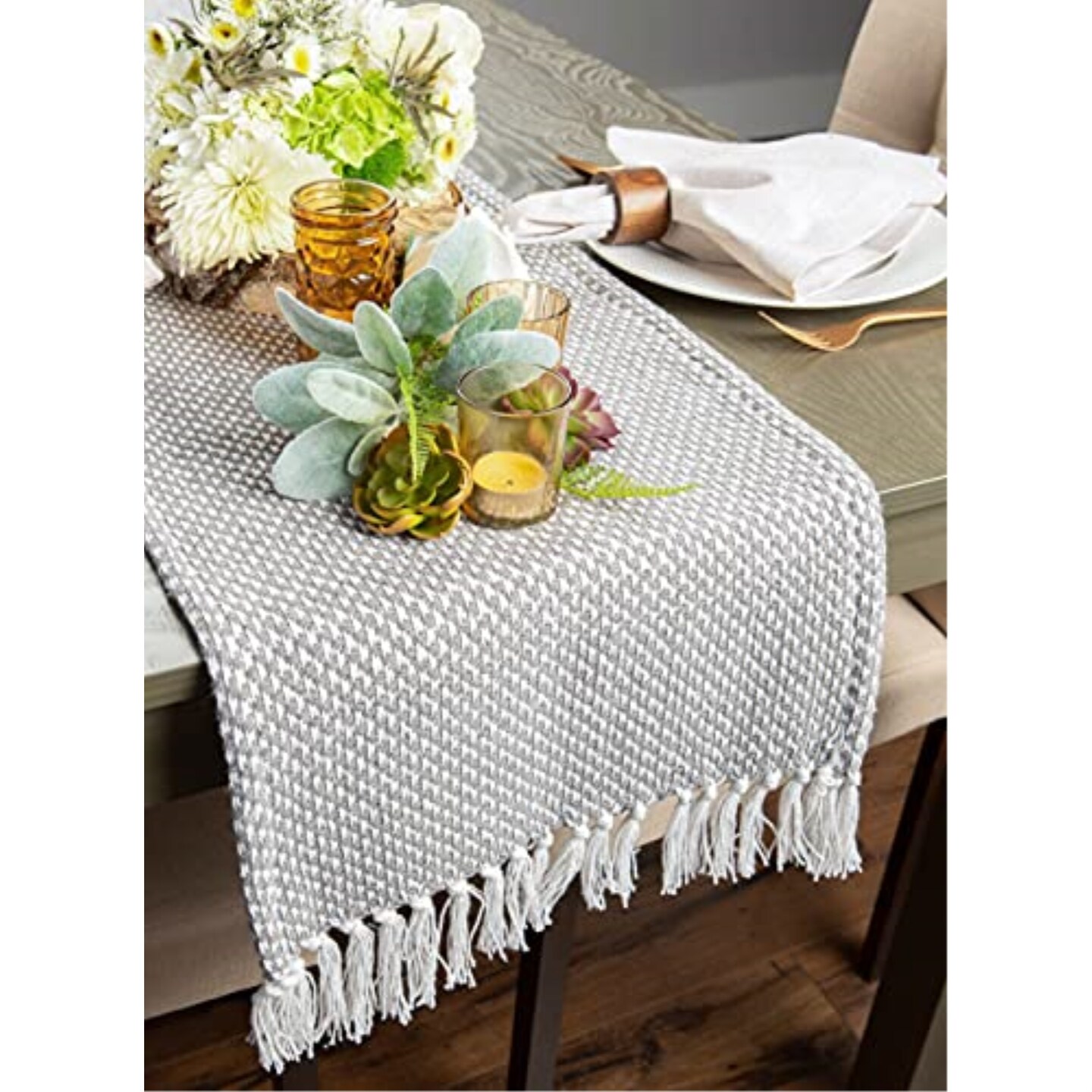 DII Gray Woven Table Runner 15x108" Michaels