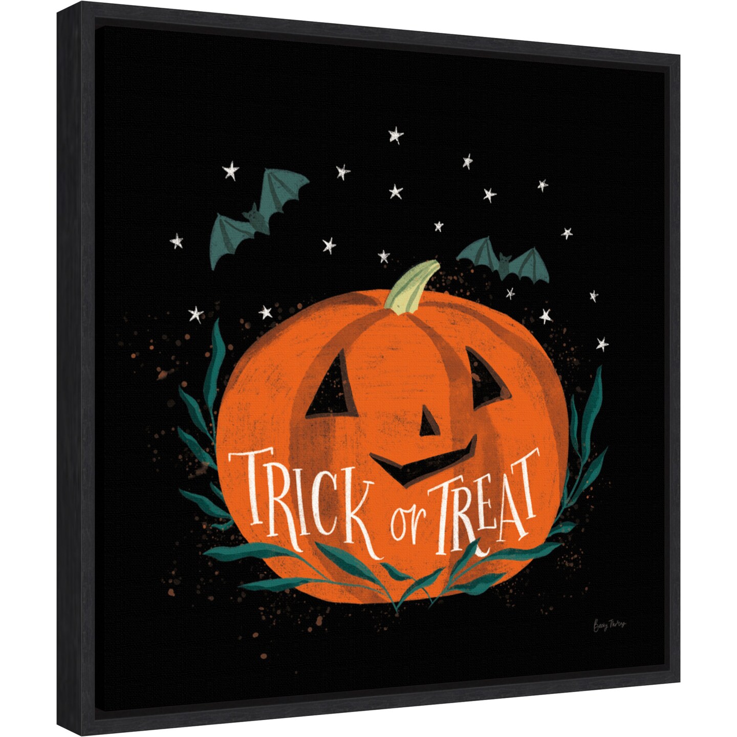 Cute Halloween II by Becky Thorns 16-in. W x 16-in. H. Canvas Wall Art Print Framed in Black