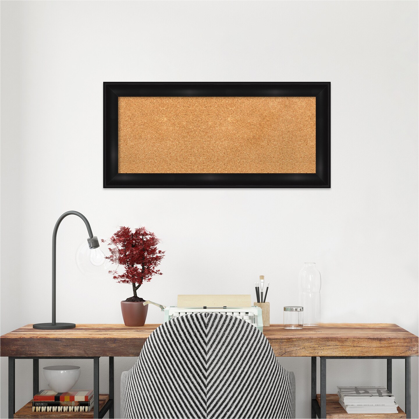 Cork Board, Grand Black Narrow Frame - Bulletin Board, Organization Board, Pin Board