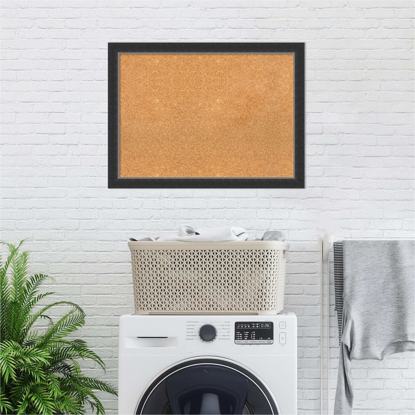 Cork Board, Corvino Narrow Black Wood Frame - Bulletin Board, Organization Board, Pin Board