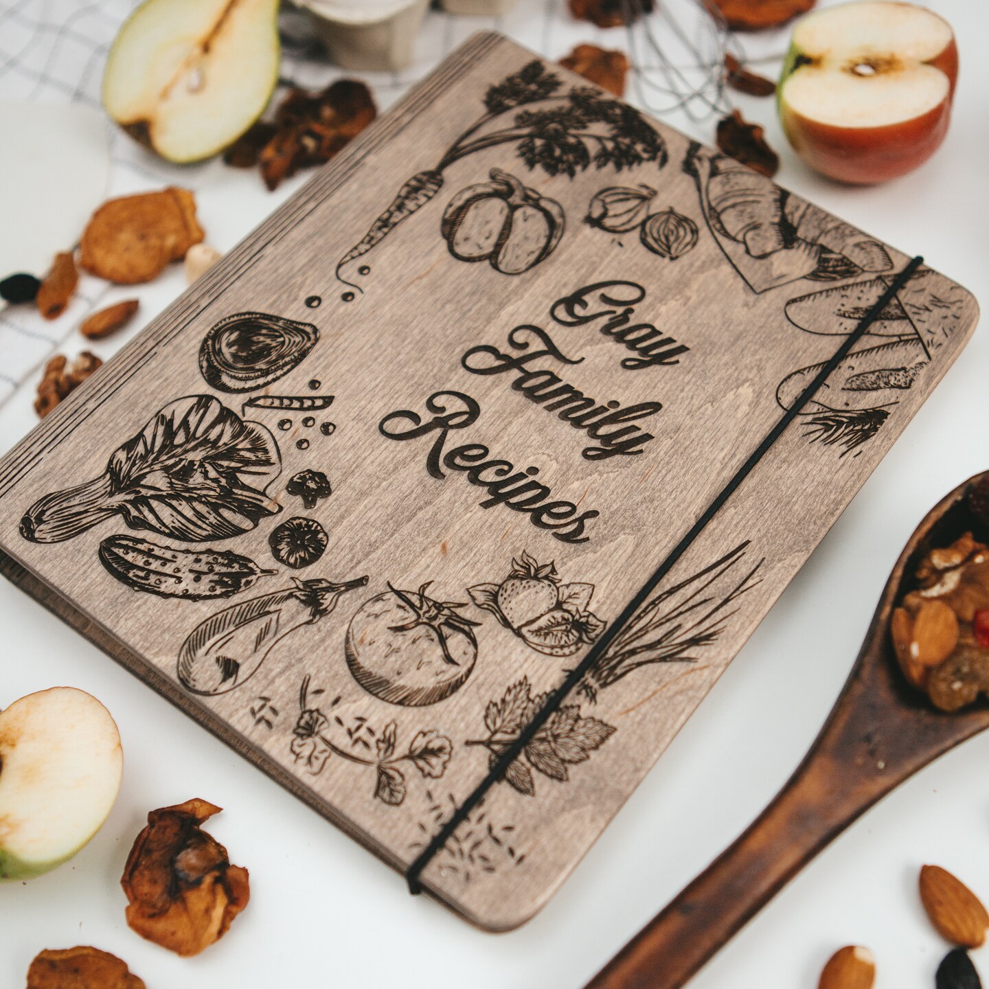 Wooden Recipe Book to Write in, Personalized Recipe Journal, Birthday Gift For Mother by Enjoy The Wood