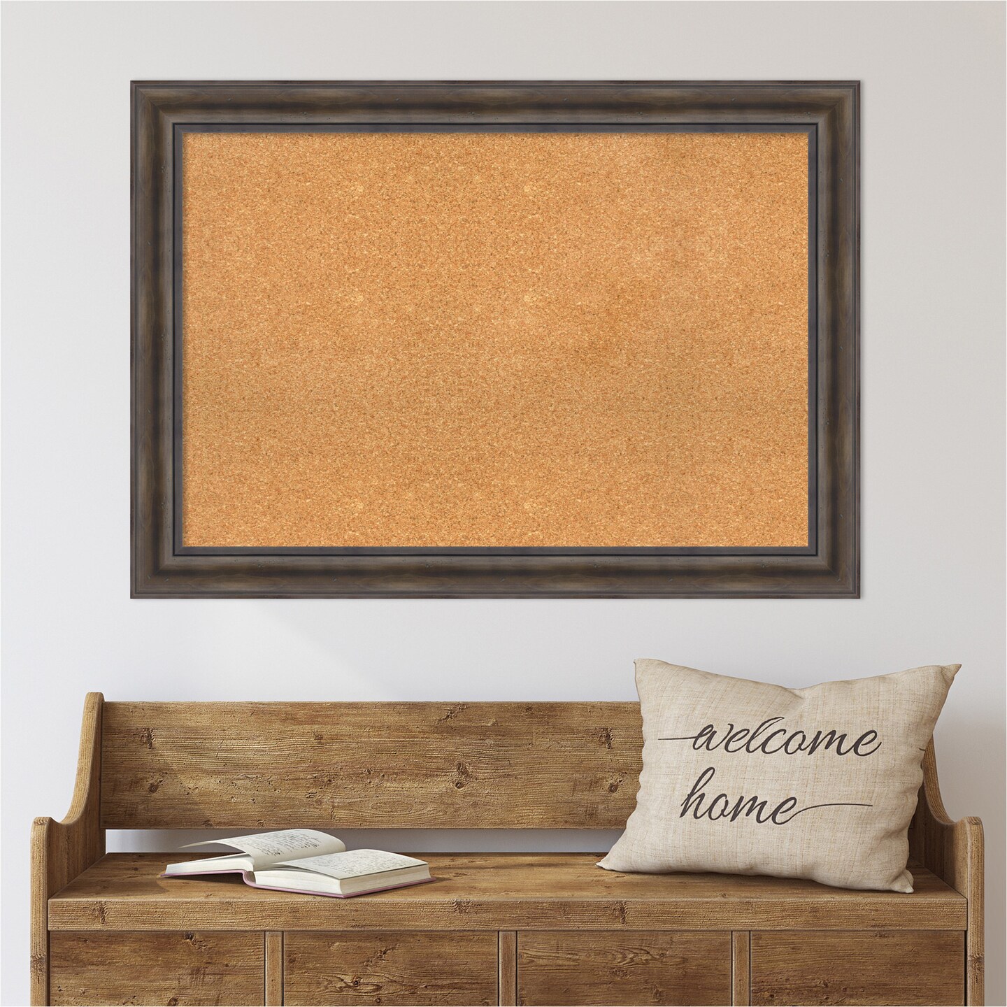 Cork Board, Rustic Pine Wood Frame - Bulletin Board, Organization Board, Pin Board