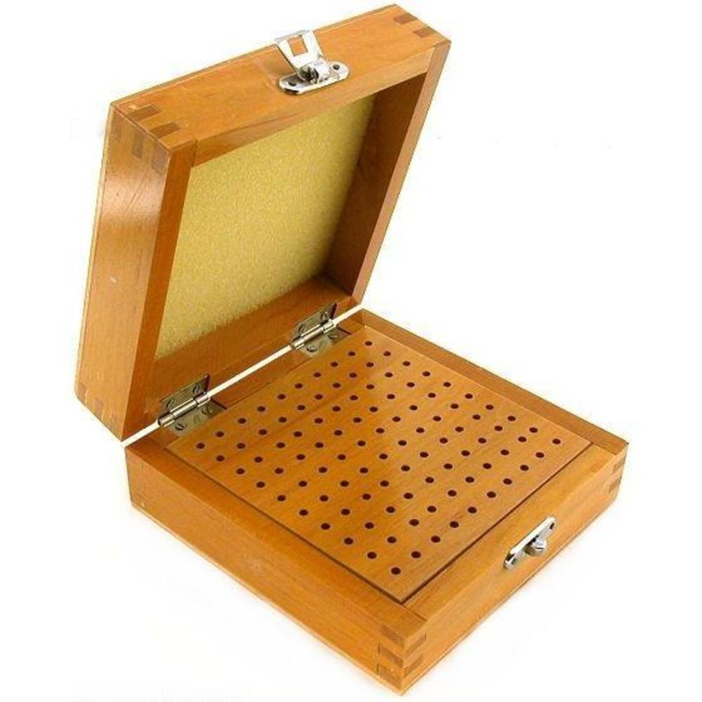 100 Hole Wood Bur Organizer Holder Case Storage Box Tools Kit