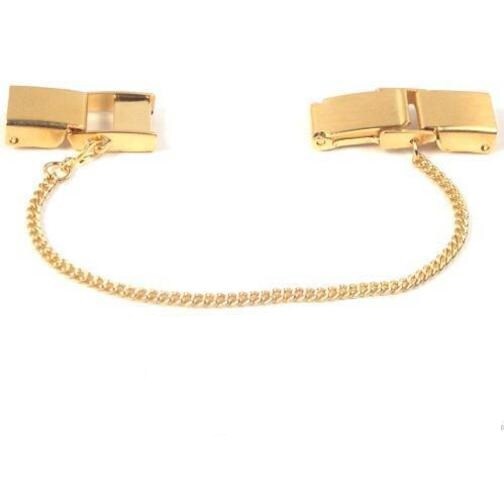 3 Ladies Watch Band Clasps Gold +Safety Chains Buckle