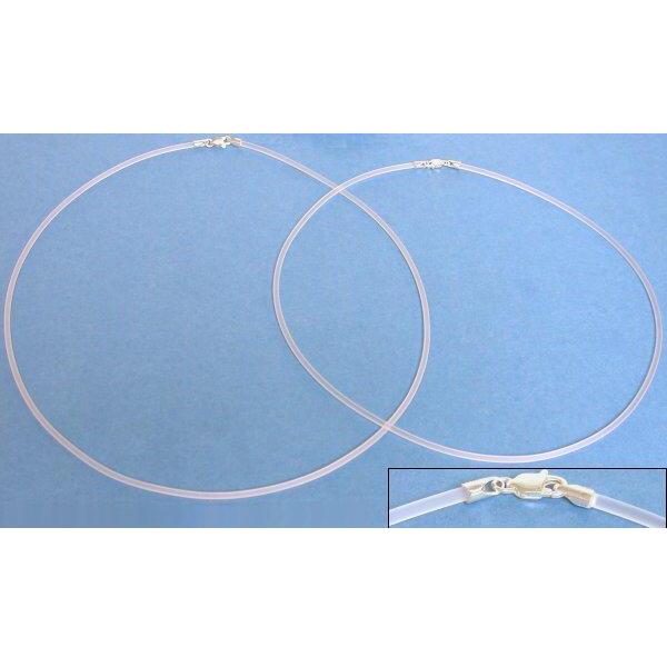 Rubber Cord Necklaces Clear 16&#x22; &#x26; 18&#x22; 2Pcs