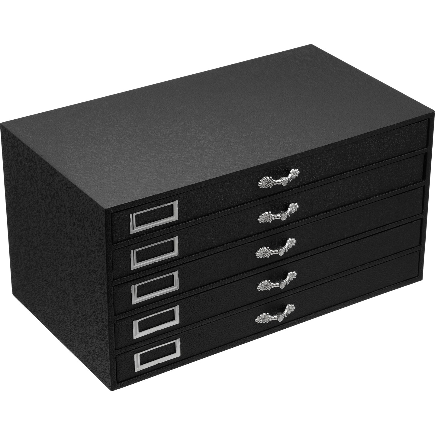Black FindingKing 5-Drawer Jewelry Storage Case w/ 5 Black 8-slot Plastic Trays