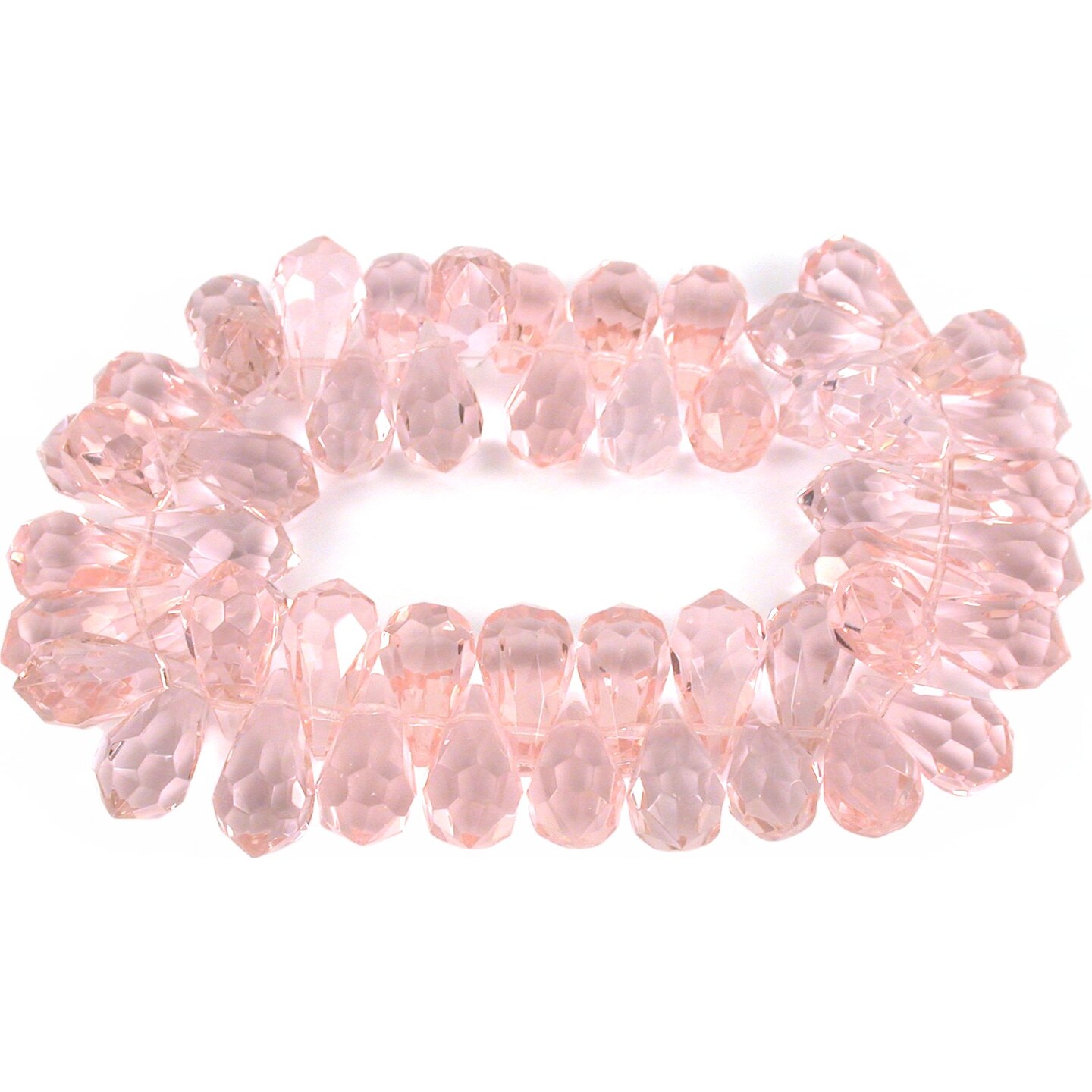 Pink Round Teardrop FP Chinese Crystal Beads 2 Strands