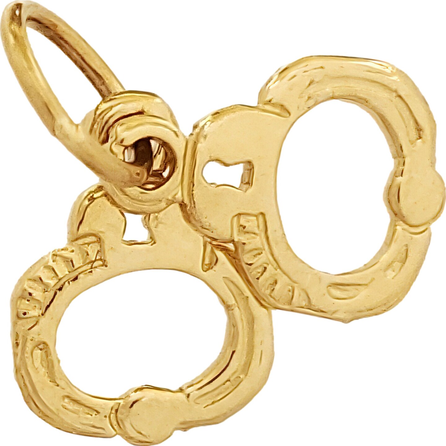 14K Gold Handcuffs 8mm Charm 18&#x22; Chain Jewelry