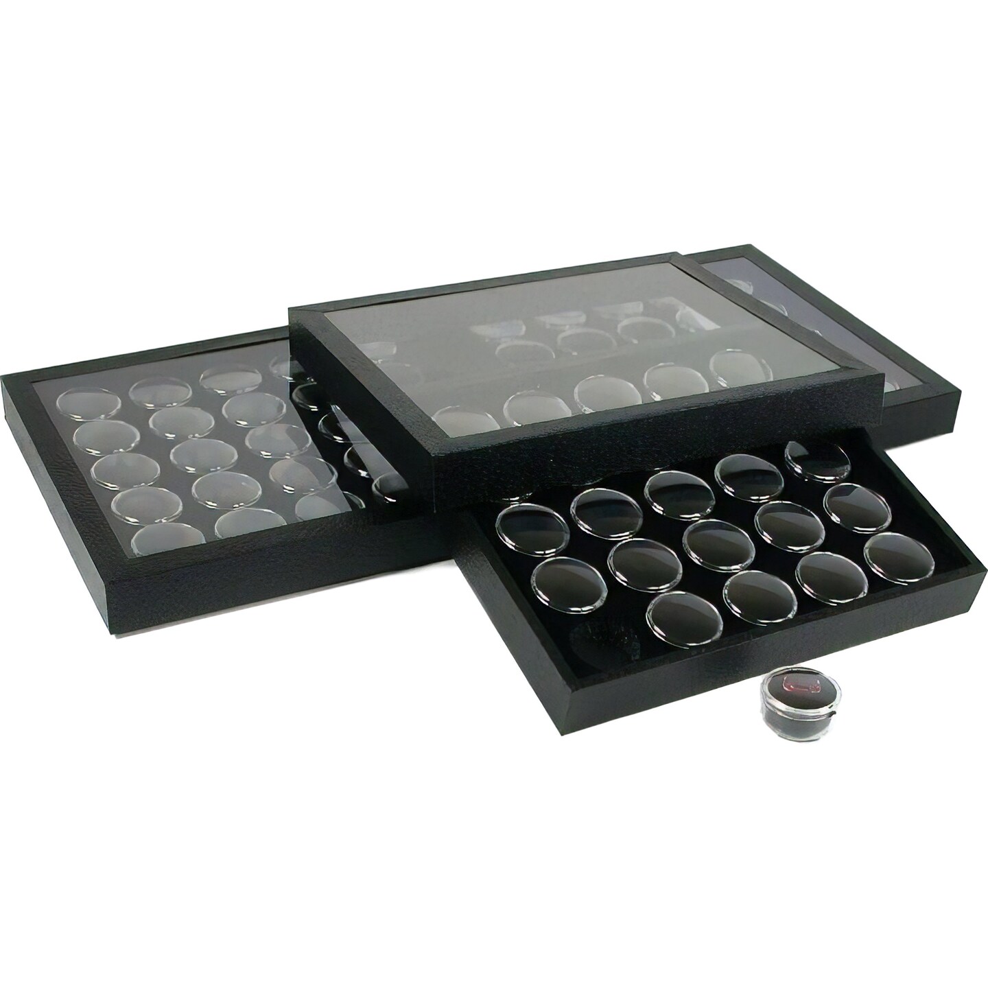 75 Black Gem Jars Display &#x26; Acrylic Lid Travel Tray