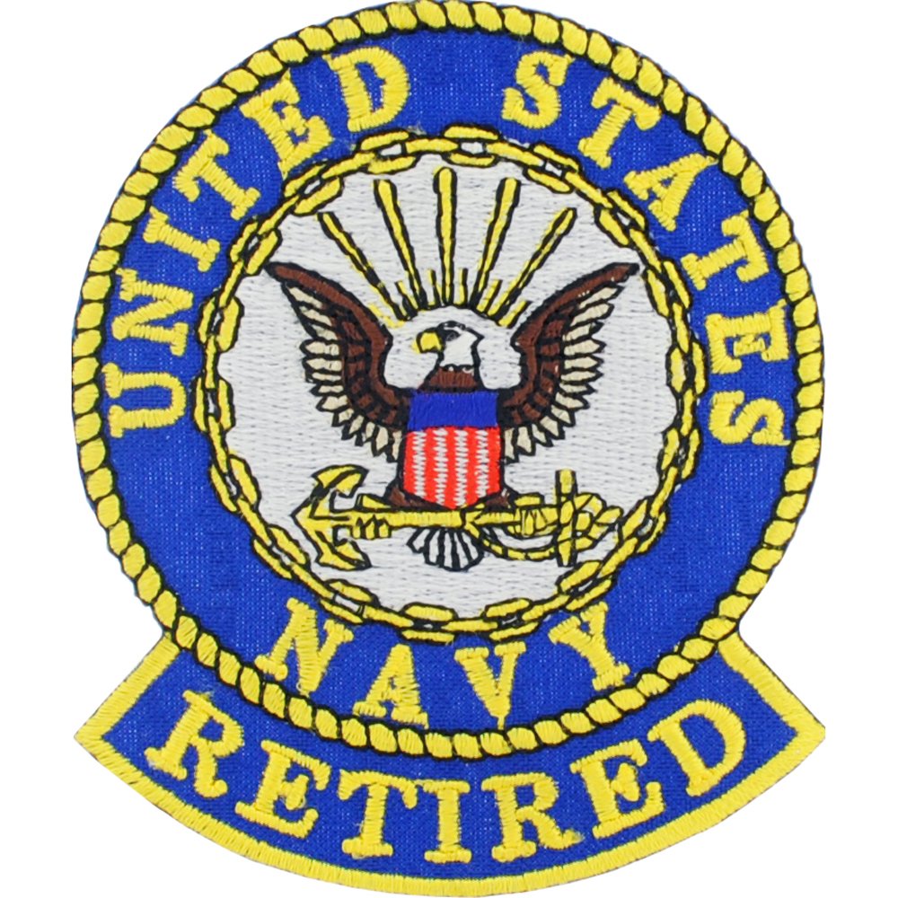 U.S. Navy Logo Retired Patch Blue &#x26; Yellow 3&#x22;