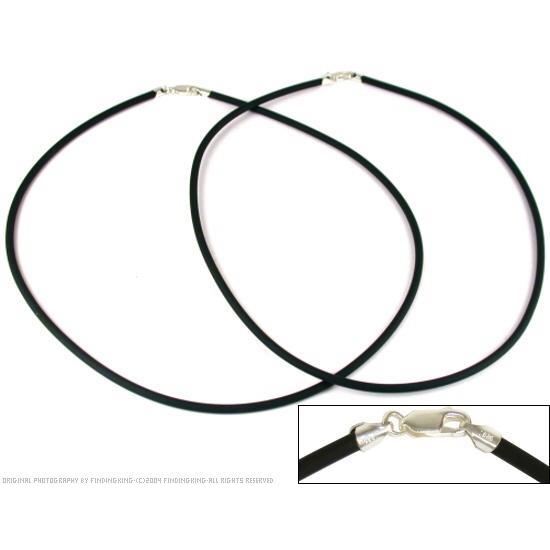 Rubber Cord Necklaces Black 18&#x22; 2Pcs