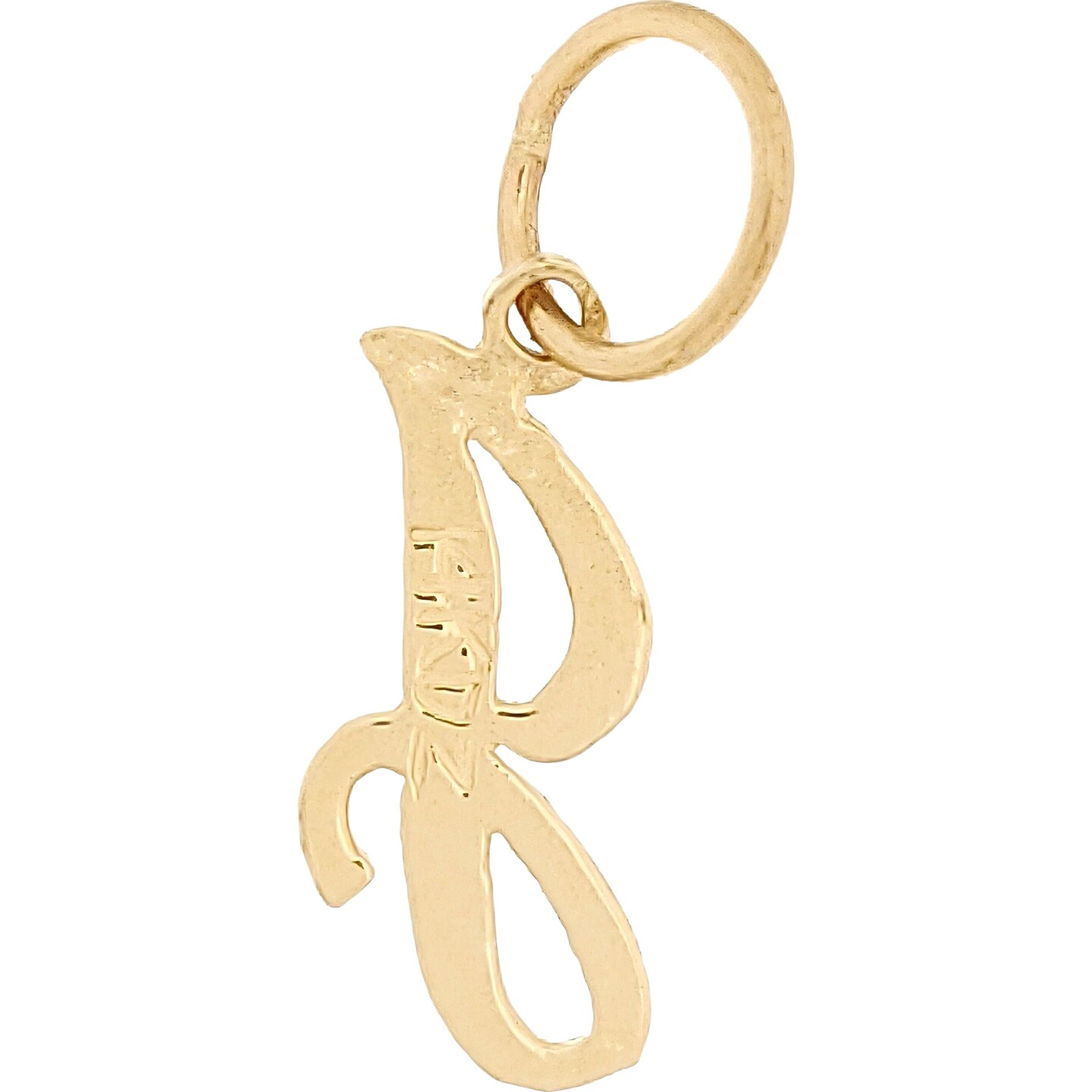 14K Gold Cursive &#x22;J&#x22; Letter Charm Initial 12mm