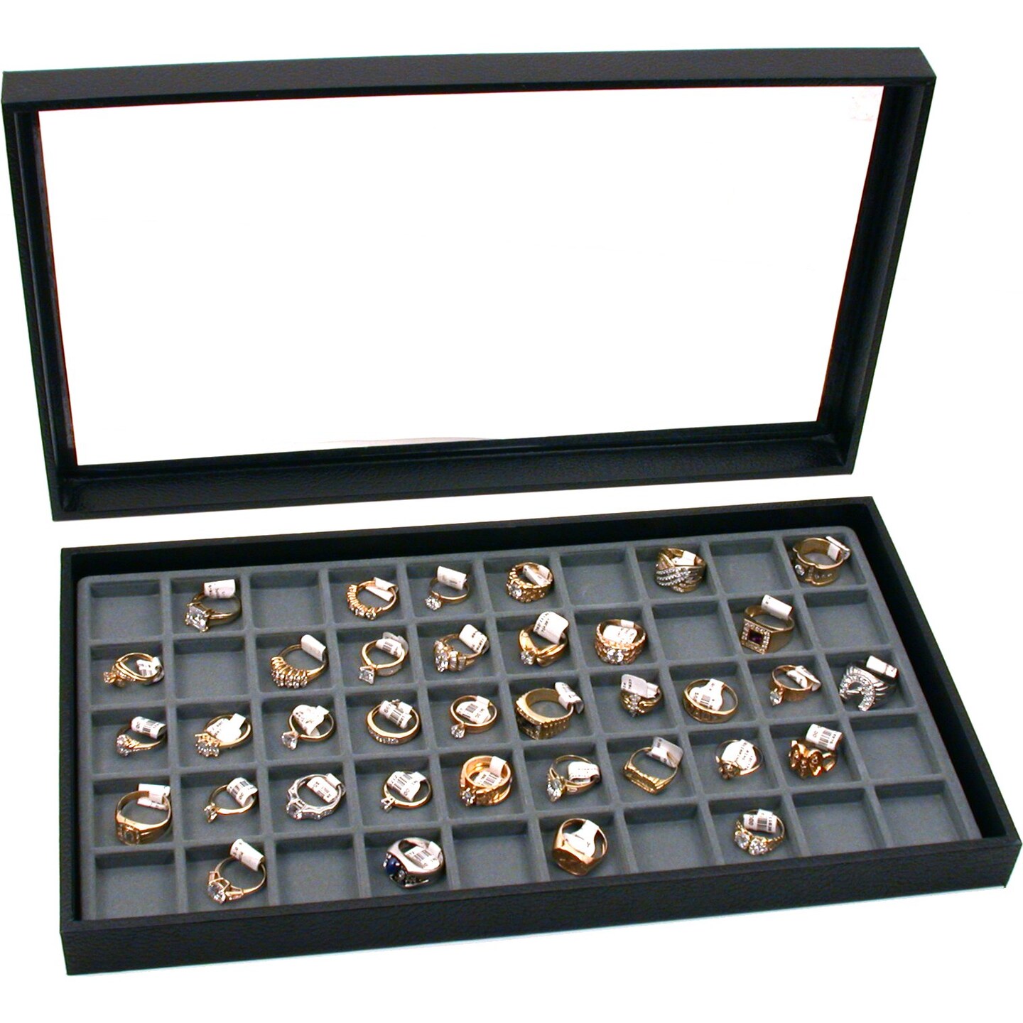 6 Jewelry Box Display Cases Gray 50 Slot Inserts New