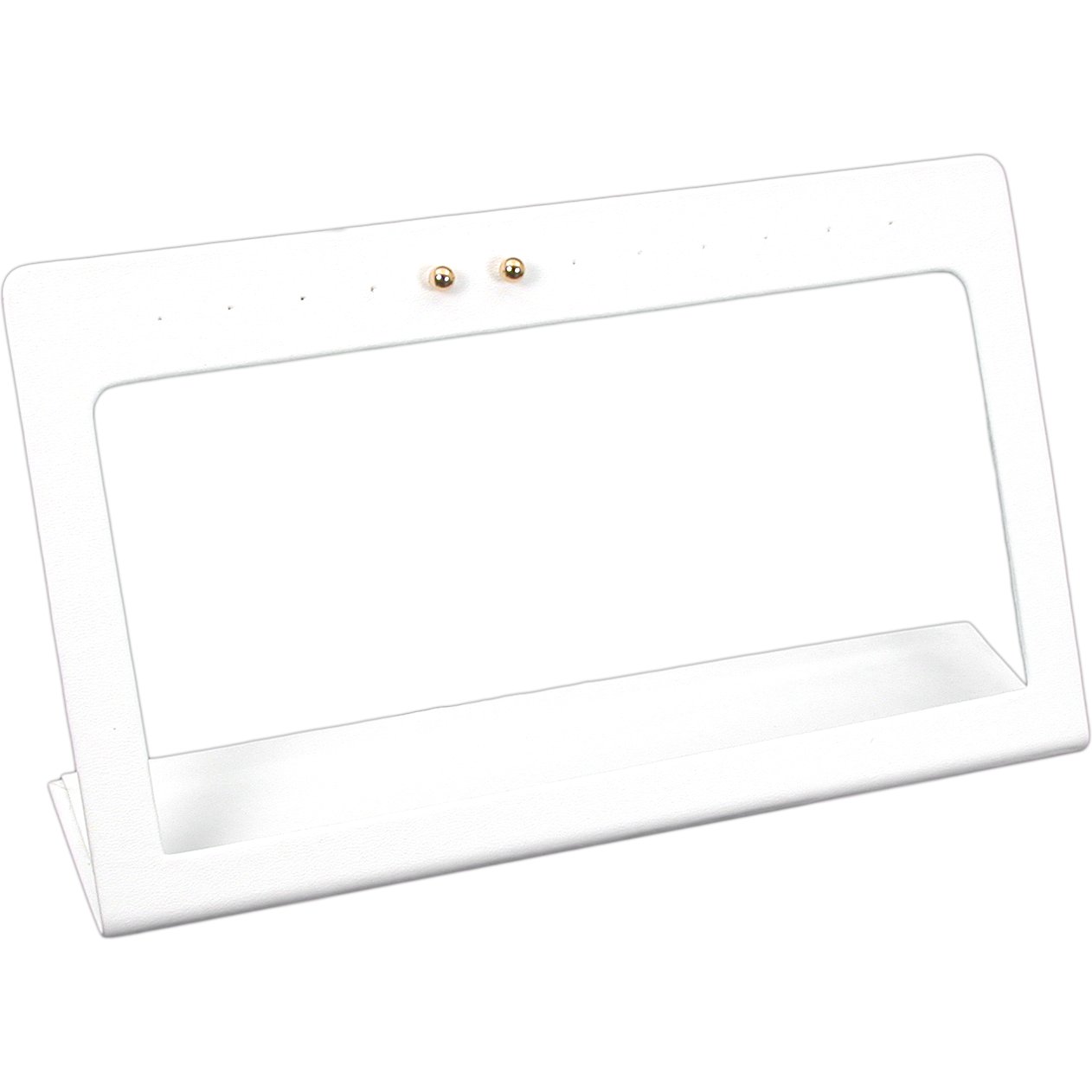 White Leather 6 Pairs Earring Display Case Stand 7 5/8&#x22;