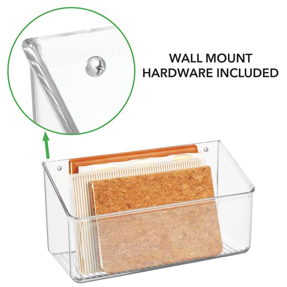 mDesign Wall Mount Plastic Home Storage Organizer Basket, 2 Pack Wall