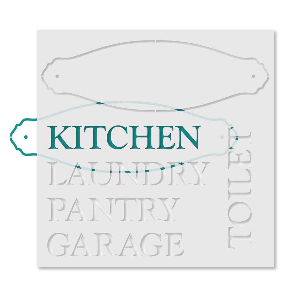 Door Plaques Embossing 12 x 12 Stencil | FS033 by Designer Stencils | Word &#x26; Phrase Stencils | Reusable Stencils for Painting on Wood, Wall, Tile, Canvas, Paper, Fabric, Furniture, Floor | Reusable Stencil for Home Makeover | Easy to Use &#x26; Clean