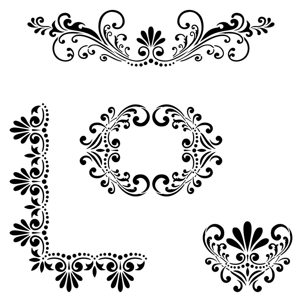 Fleur de Lis Embossing 12 x 12 Stencil Details Set | FS013 By Designer Stencils | Pattern Stencils |